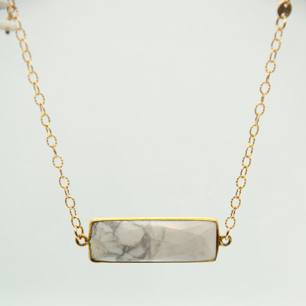 Howlite Rectangle Mixed Chain Necklace