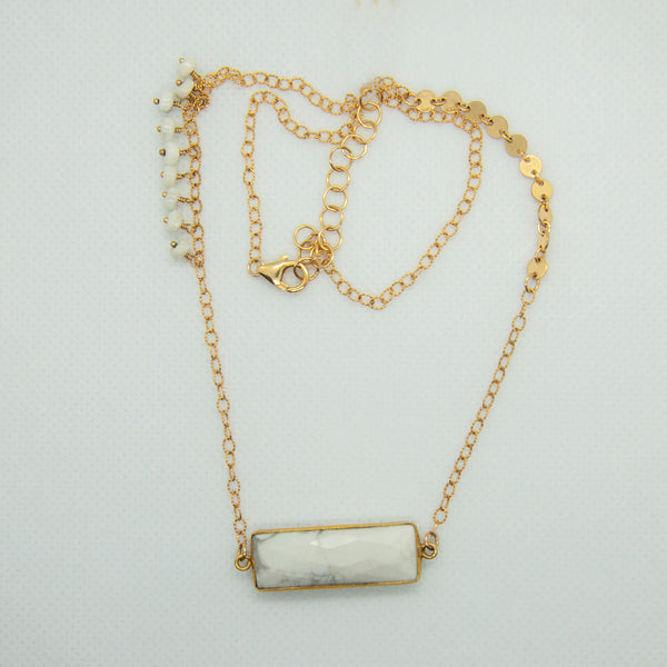 Howlite Rectangle Mixed Chain Necklace