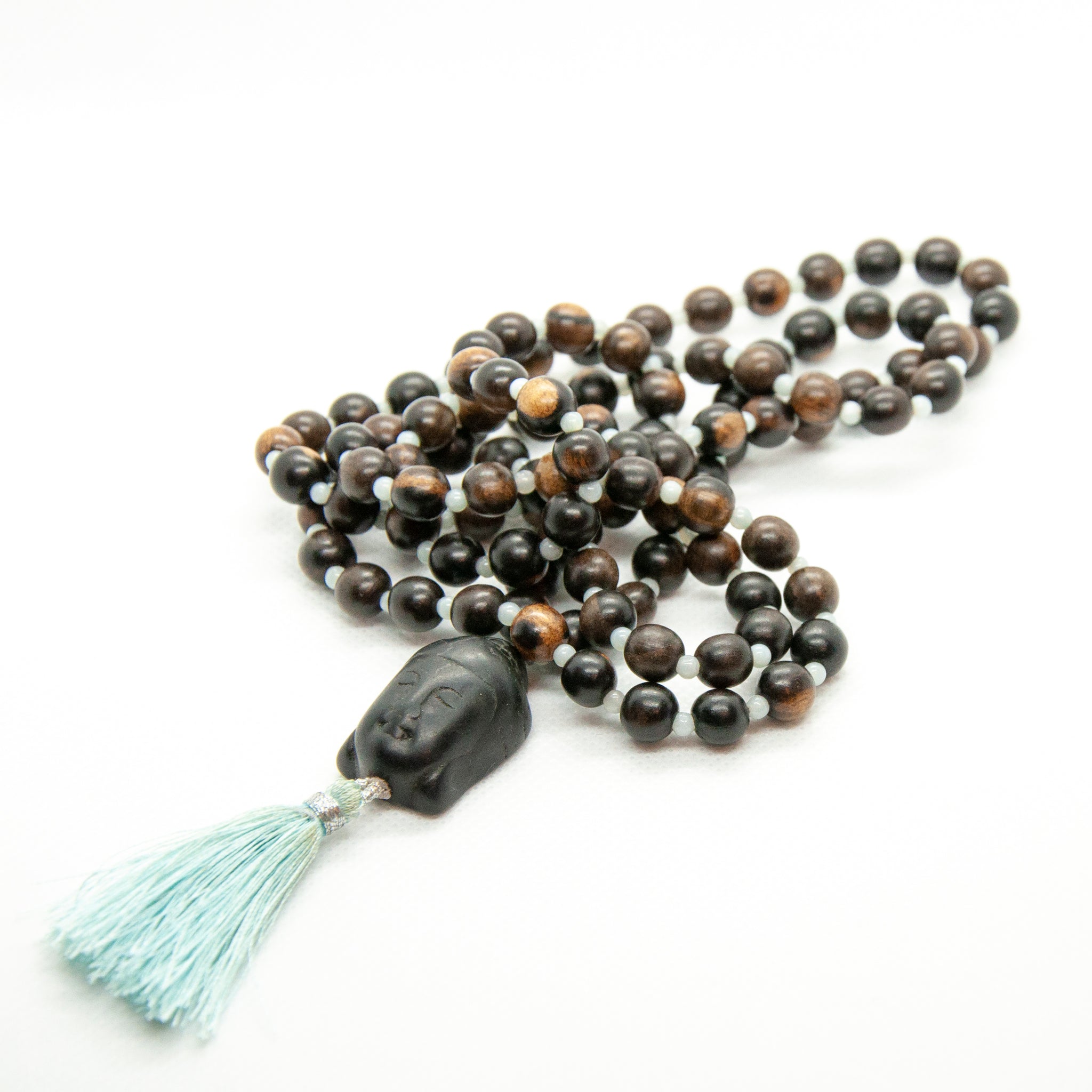 Tiger Ebony Mala with Buddha