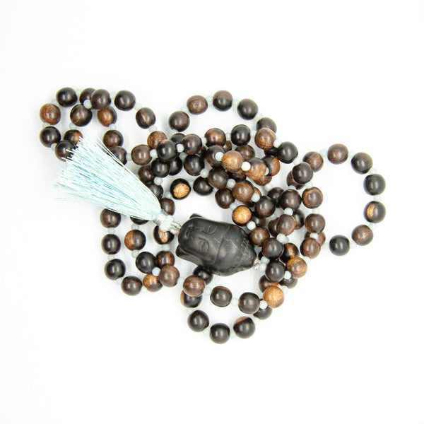 Tiger Ebony Mala with Buddha