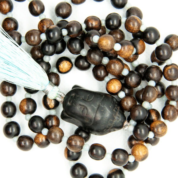 Tiger Ebony Mala with Buddha