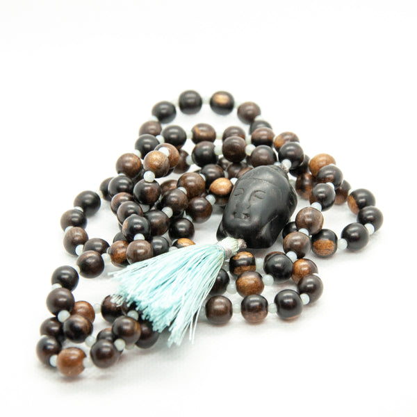 Tiger Ebony Mala with Buddha