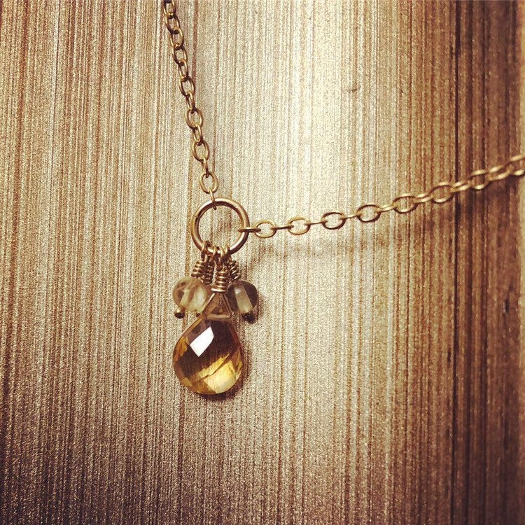Faceted Citrine Drop Necklace