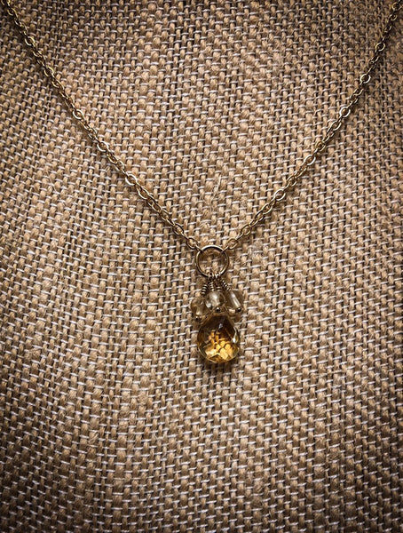 Faceted Citrine Drop Necklace